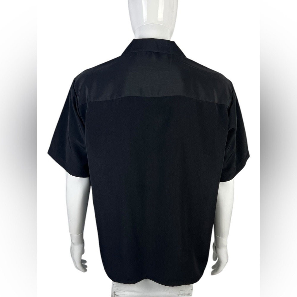 Dragonfly Mens Large Shirt Button Front Black Embroidered Skull Flag Vintage - Picture 5 of 14